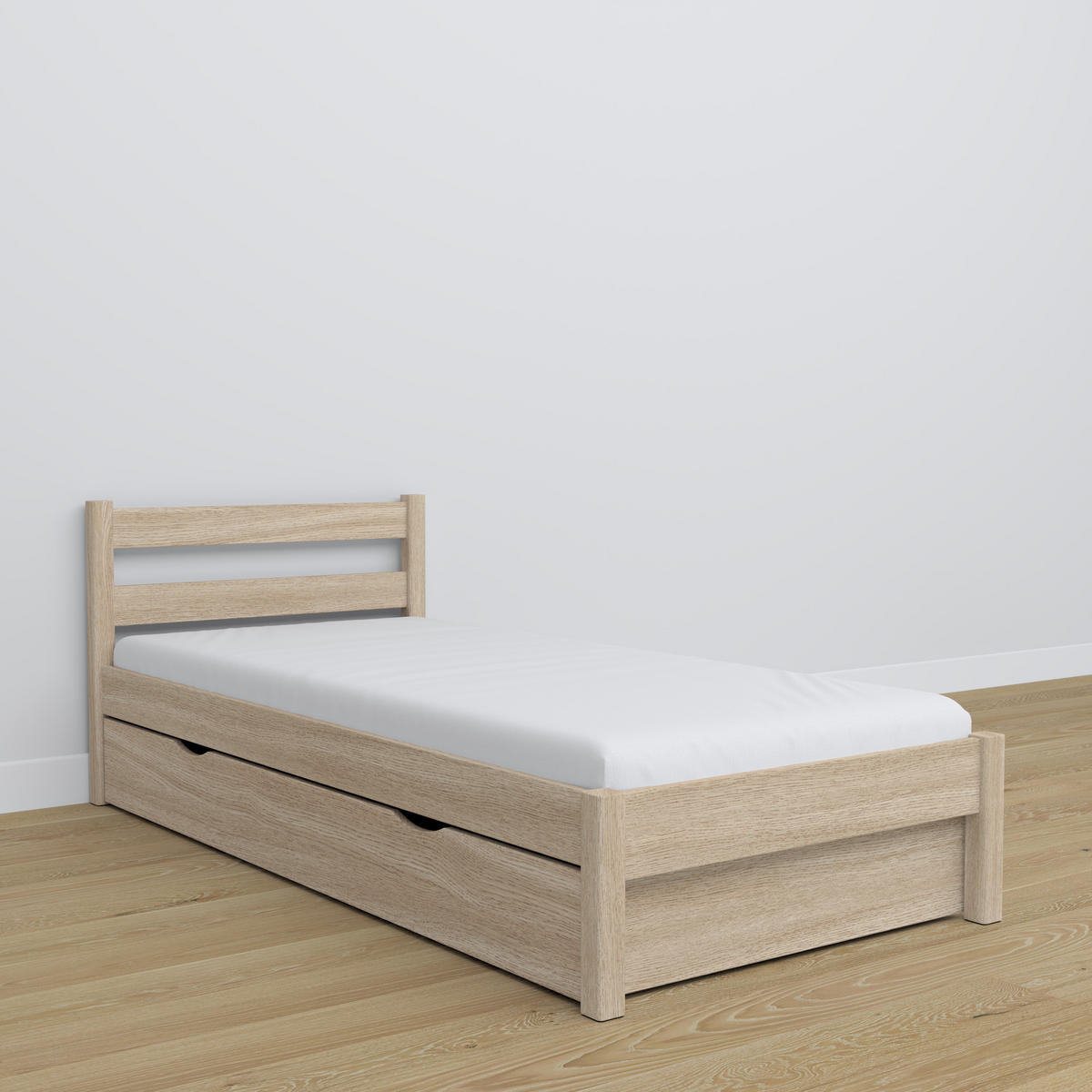 BETT mit Schublade N01 Sonoma Eiche 120/200 - Sonoma Eiche, Naturmaterialien/Holz (120/200cm) - N-Wood