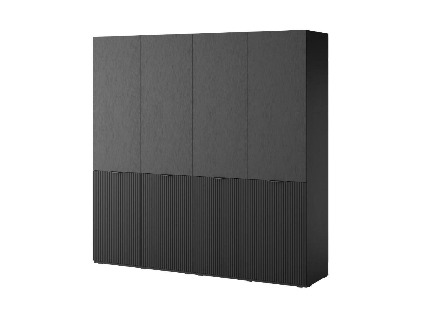 DREHTÜRENSCHRANK ATELIO 202/200/51 cm Modern Kleiderschrank 4-türig Schwarz - Schwarz, Holzwerkstoff (202/200/51cm) - MASSENO