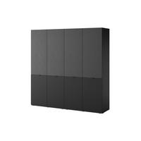 DREHTÜRENSCHRANK ATELIO 202/200/51 cm Modern Kleiderschrank 4-türig Schwarz - Schwarz, Holzwerkstoff (202/200/51cm) - MASSENO