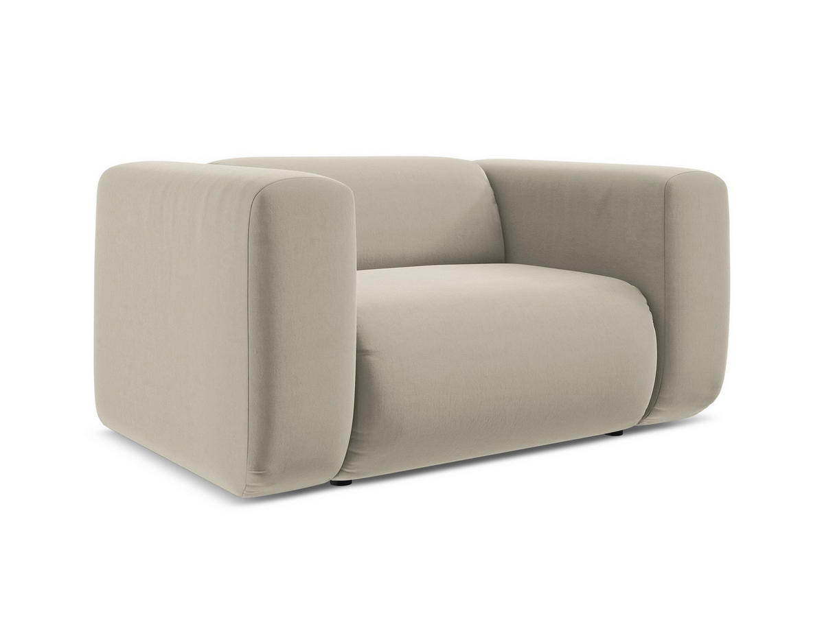 SESSEL Samt Stoff Creme - Perlmutt/Creme, Kunststoff/Textil (137/70/89cm) - Makamii