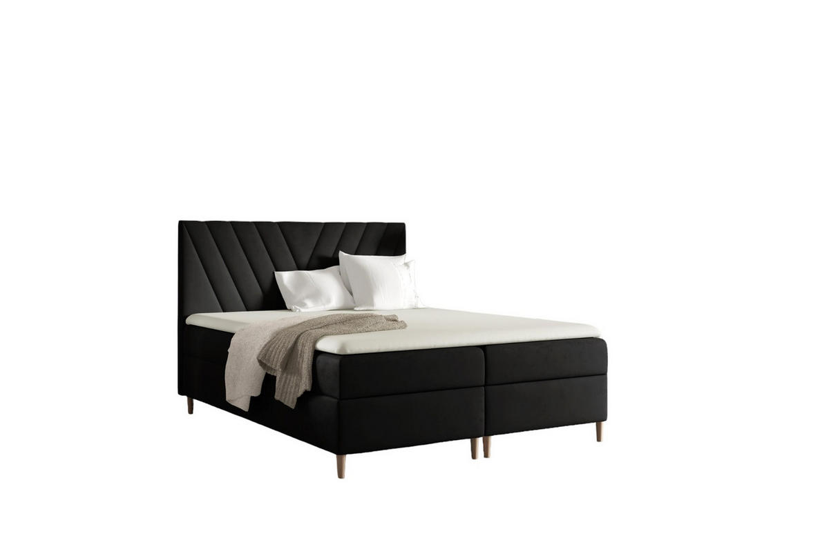 BOXBETT Espen Premium überlänge - Schwarz, Holzwerkstoff/Textil (180/220cm) - Fun Möbel