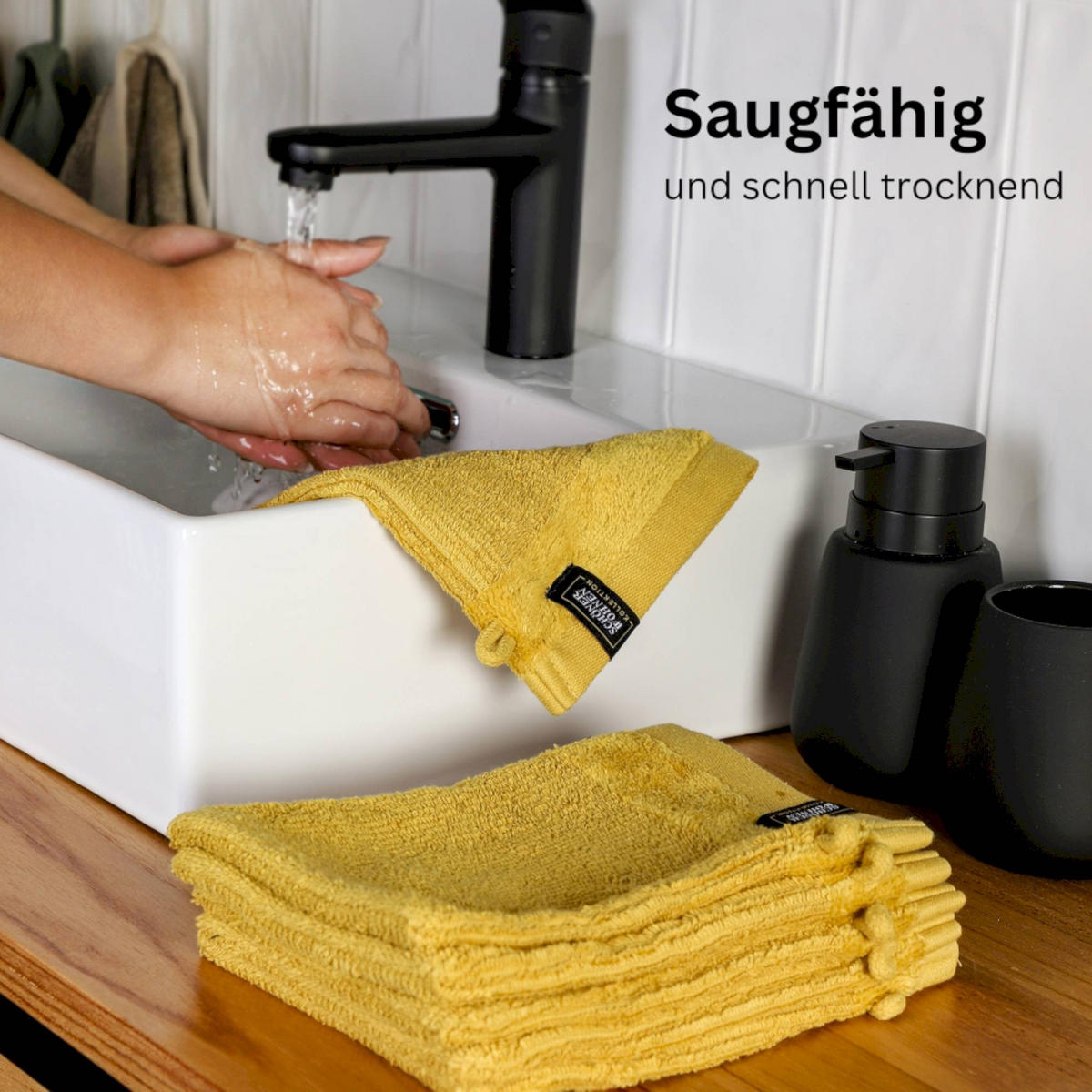 WASCHHANDSCHUH SENSE-6 - Gelb, Textil (16/21cm) - Schöner Wohnen