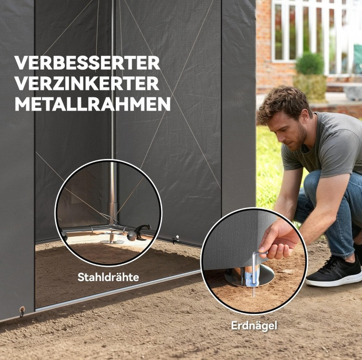 KLEINGARAGE aus Metall 187x120x160/204 cm in Dunkelgrau mit Rolltür - Dunkelgrau, Metall (120/204/187cm) - Modfu