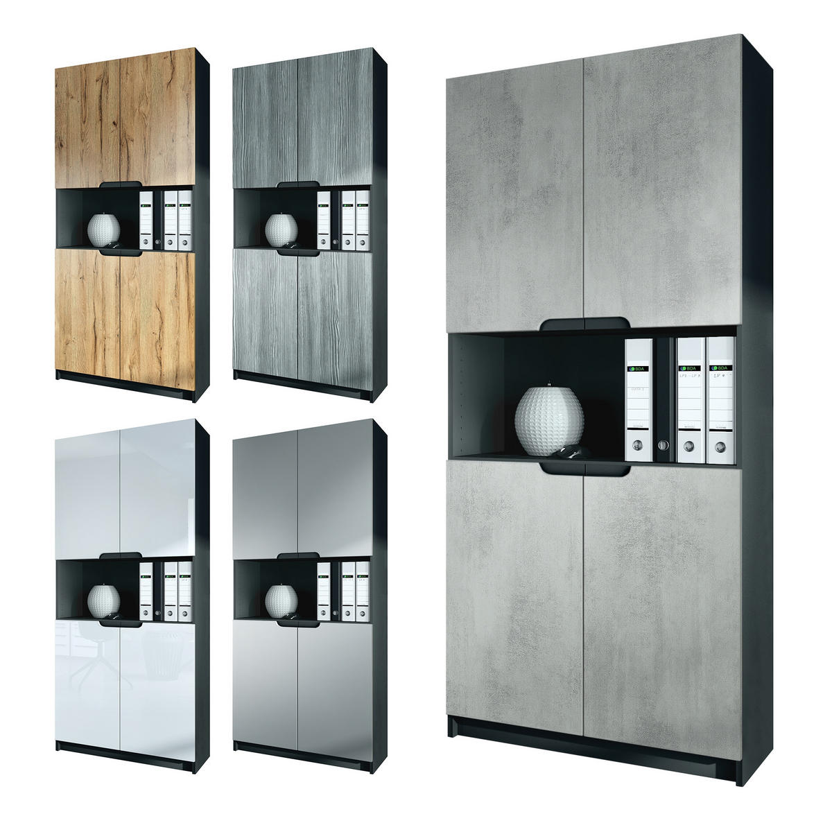 BÜROSCHRANK Logan Fronten in Avola-Anthrazit - Anthrazit, Holzwerkstoff (82/184/37cm) - Vladon