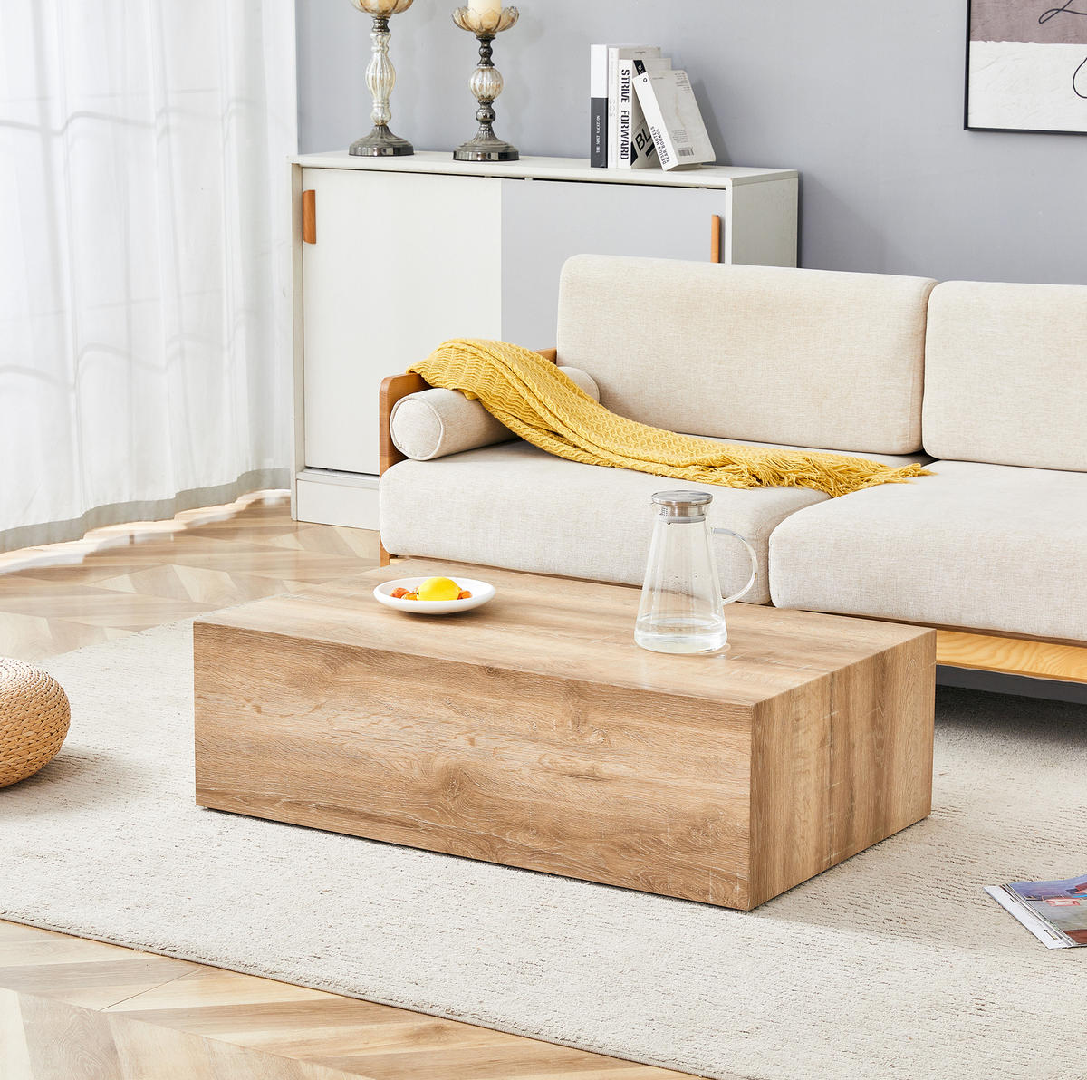 COUCHTISCH aus MDF 90x50x30 cm in Naturfarben mit montagefreiem Design - Naturfarben, Holzwerkstoff (90/50/30cm) - Modfu
