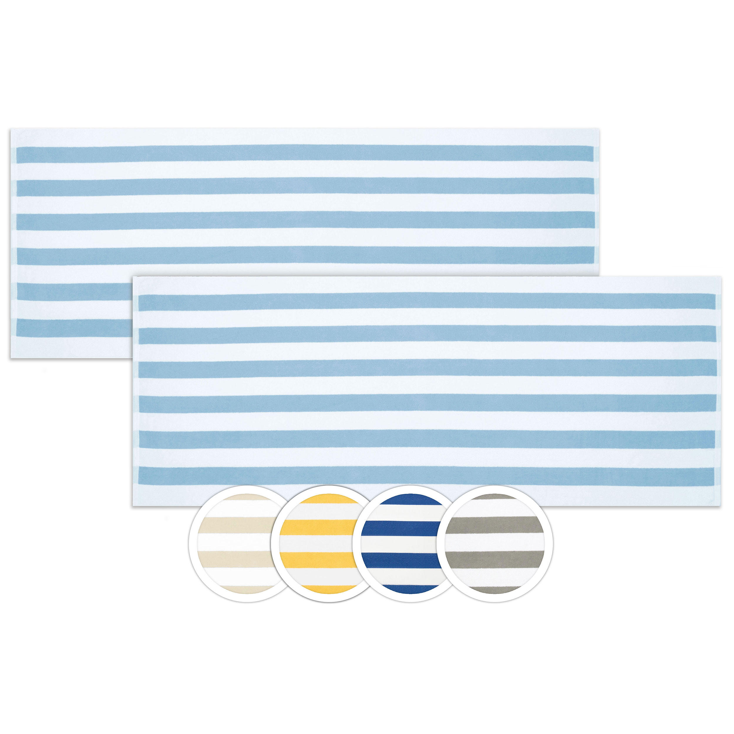 STRANDTUCH, 2er-Set, 70x180 cm, 100% Baumwolle, Blau - Hellblau, Textil (70/180cm) - Zollner