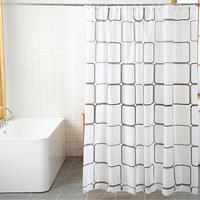DUSCHVORHANG kariert Muster 180 x 180 cm schimmelresistent wasserdicht Badezimmer - Weiß, Kunststoff (180/200cm) - MCBOSON