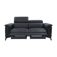 2-SITZER Sofa Planet Echtleder mit 2 x Relaxfunktion Schwarz - Schwarz, Leder/Metall (172/80/110cm)