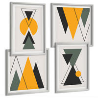 BILDER SET 4er Set - 50x50 cm & 40x60 cm Silberner Rahmen - Abstrakte geometrische Formen - Silberfarben, Kunststoff (50/50cm) - TULUP