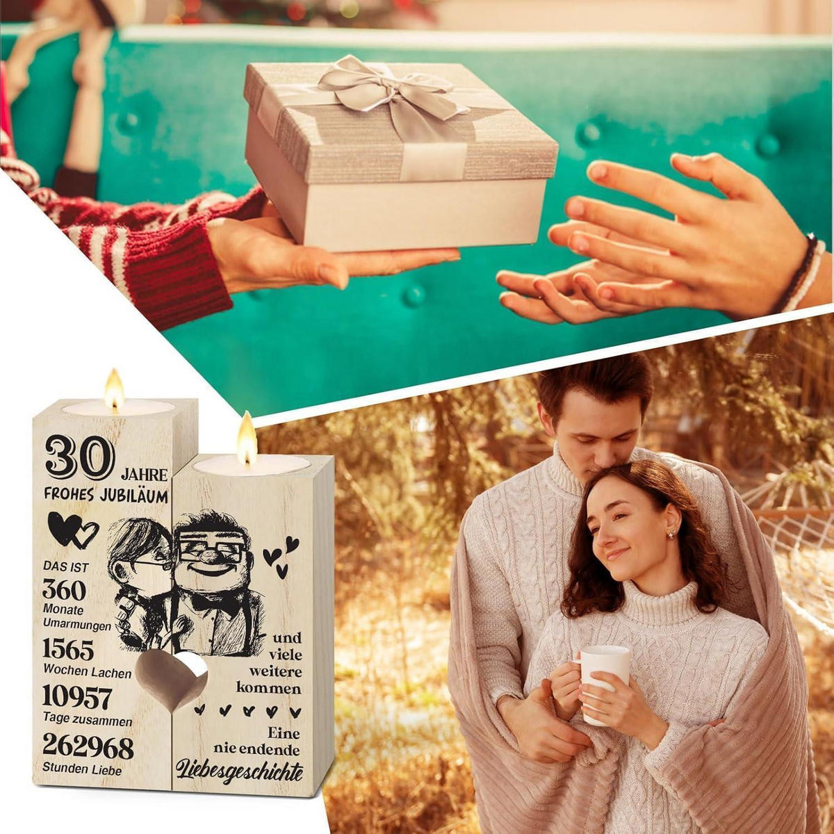 KERZENSTÄNDER Holz 30. Hochzeitstag Geschenk - Braun, Holz (4.5/12/9cm)