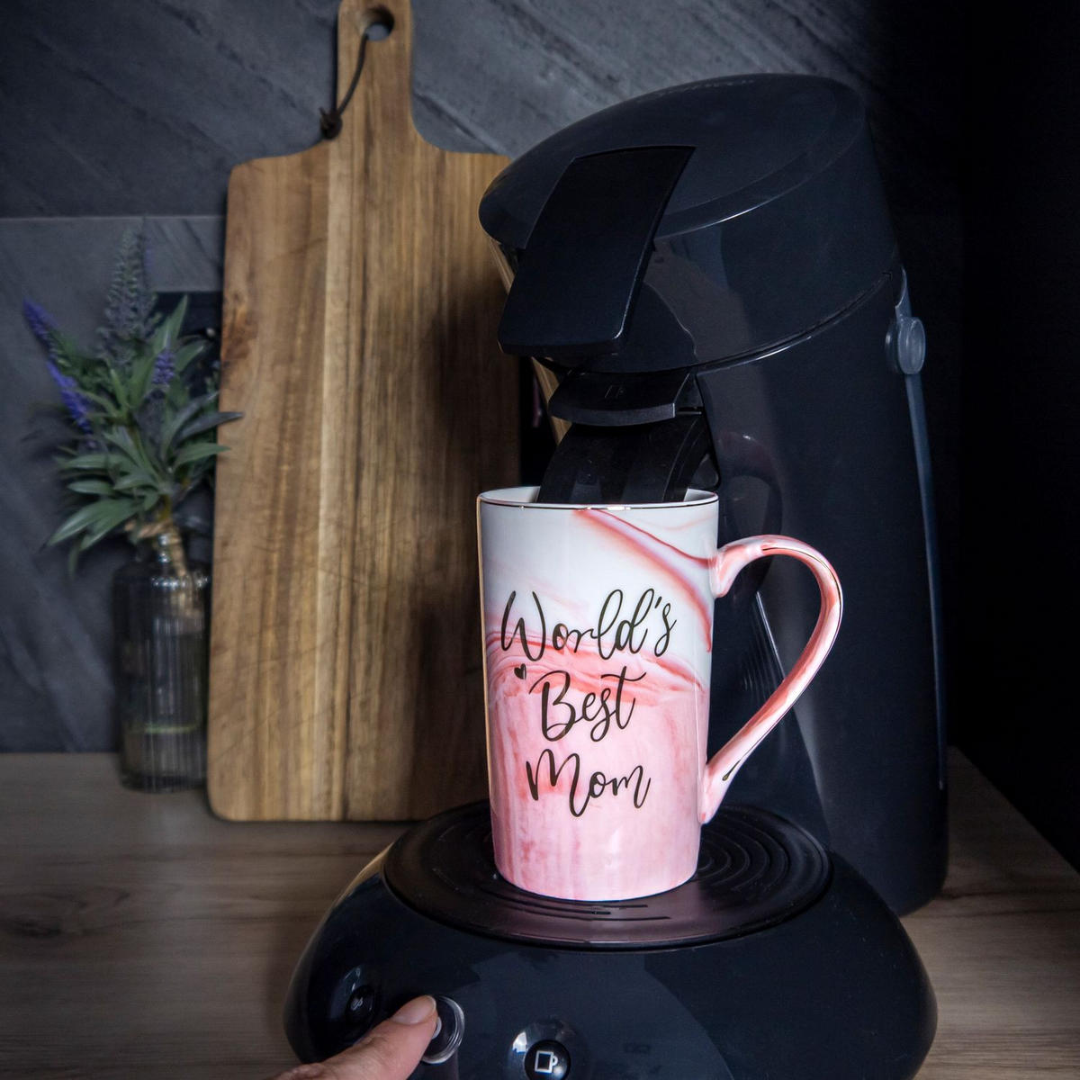 KAFFETASSE mit Deckel Muttertags Geschenk 280 ml - Rosa, Keramik (0.28L) - Intirilife