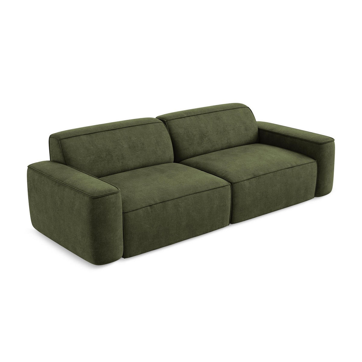 4-SITZER-SOFA Chenille Stoff Grün - Schwarz/Olivgrün, Holzwerkstoff/Kunststoff (244/70/102cm) - LaMiaSofa