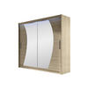 KLEIDERSCHRANK London IX, mit RGB LED Beleuchtung - Silberfarben/Sonoma Eiche, Holzwerkstoff/Kunststoff (180/215/58cm) - MIRJAN24