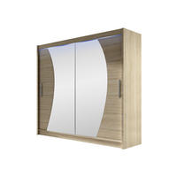 KLEIDERSCHRANK London IX, mit RGB LED Beleuchtung - Silberfarben/Sonoma Eiche, Holzwerkstoff/Kunststoff (180/215/58cm) - MIRJAN24