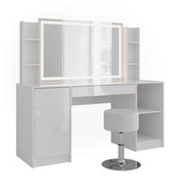 SCHMINKTISCH Sherry Weiß/Weiß Hochglanz 158.2 cm 5 Teile - Weiß Hochglanz, Holzwerkstoff (158.2/76/50.1cm) - Vicco