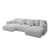 WOHNLANDSCHAFT mit Schlaffunktion und Bettkasten ONESK-U 317x177x72 Hellgrau Bouclé - Hellgrau, Holzwerkstoff/Kunststoff (317/72/177cm) - ALTDECOR