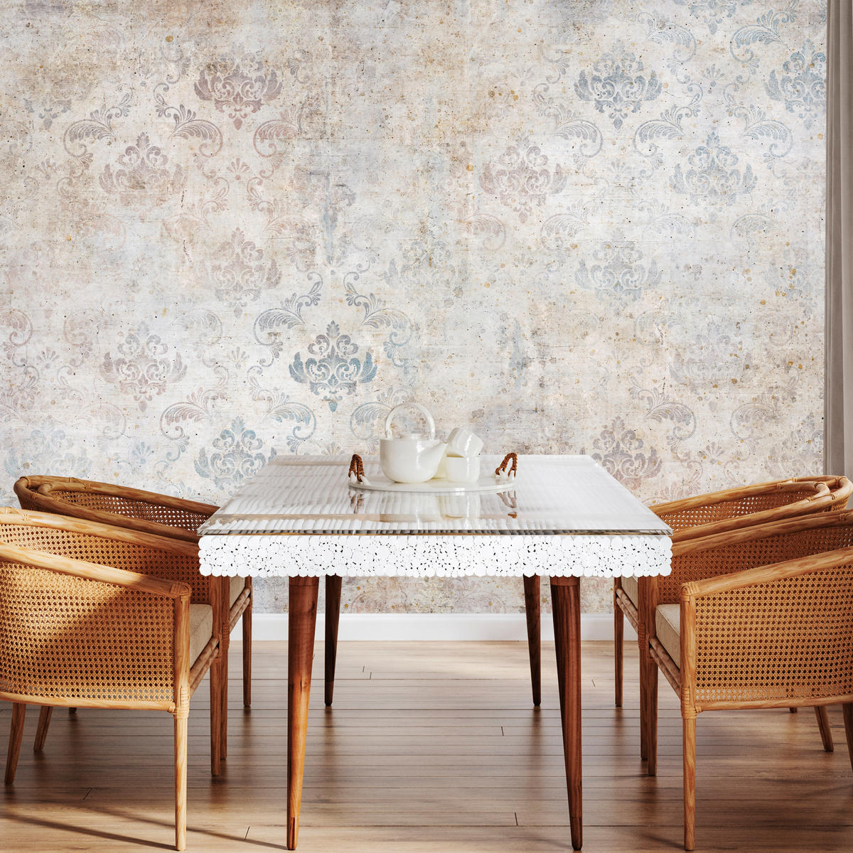 FOTOTAPETE für Schlafzimmer Vintage Ornamente Dekorativ 450x315 - Beige/Braun, Papier (450/315cm) - Muralo