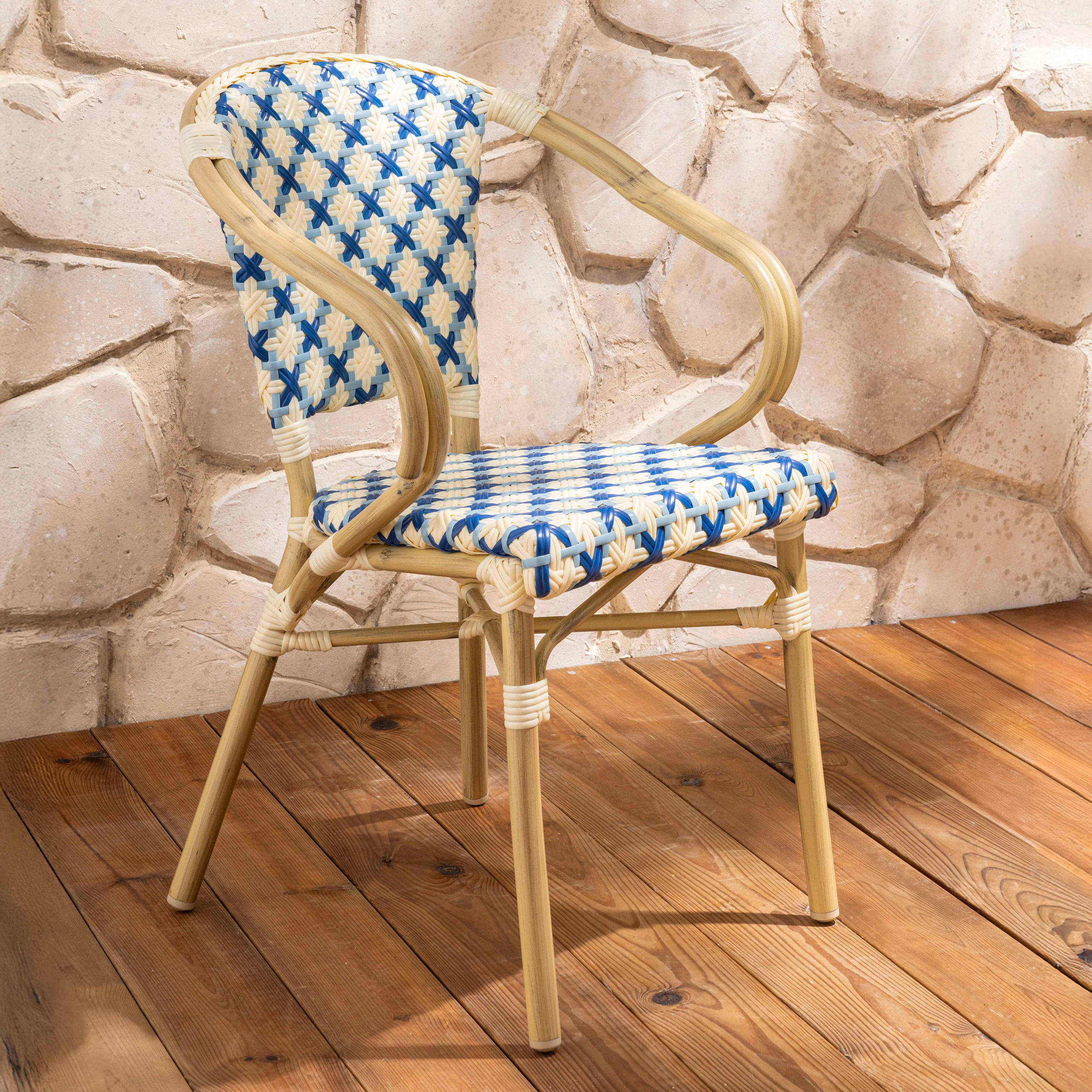 GARTENSTUHL, Blau - Blau, Holz (60/82/57cm) - Oviala