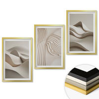 WANDBILDER 3er Set - 40x60 cm Goldrahmen - Abstrakte beige Wellen - Goldfarben, Kunststoff (40/60cm) - ArtPrintCave