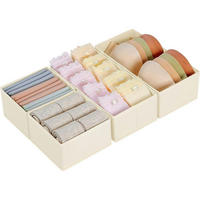 SCHUBLADEN Organizer 4-teiliges Set Cremebeige - Multicolor, Textil (15/9/30cm)