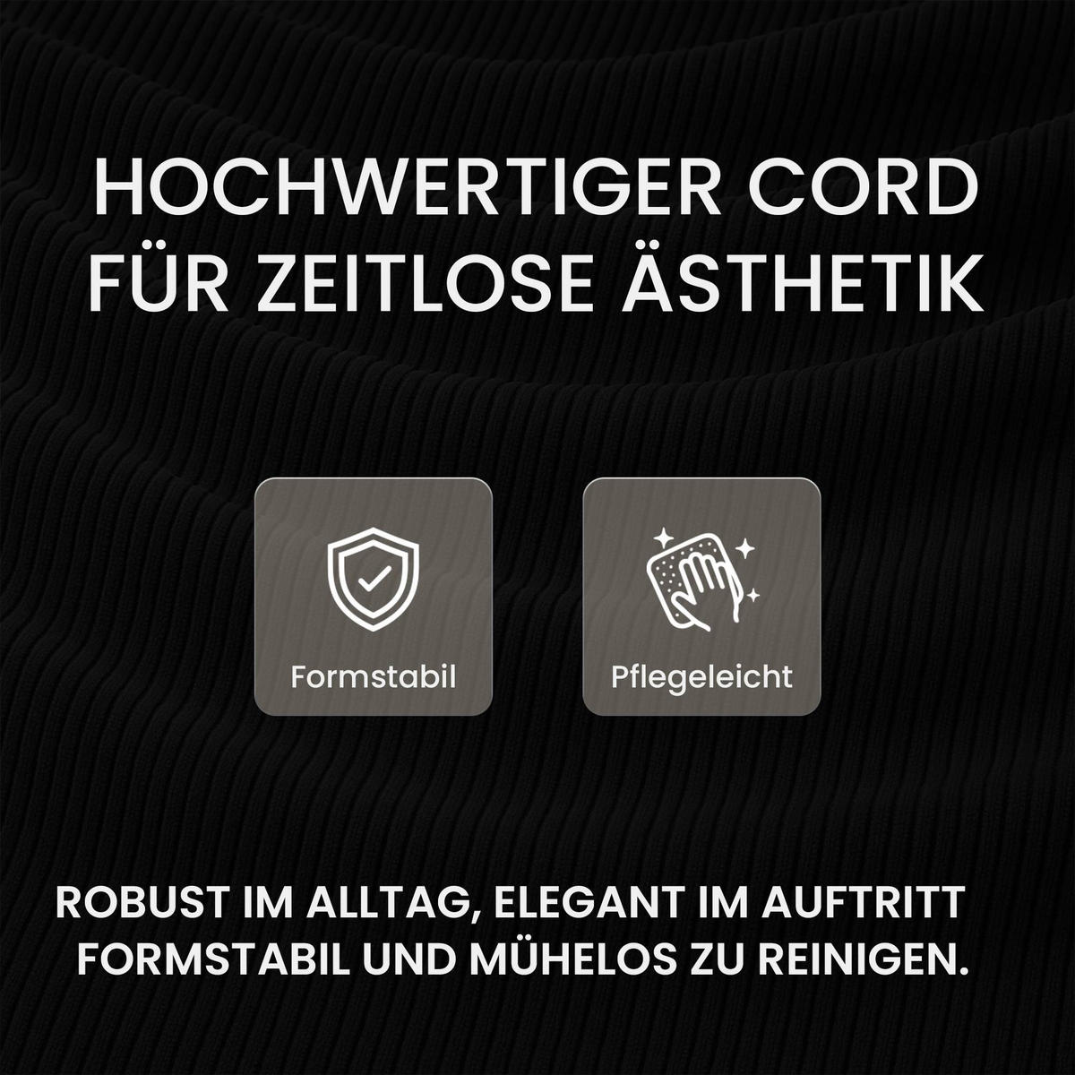 ESSZIMMERSTUHL Cord Schwarz - Eukalyptusholzfarben/Schwarz, Holz/Textil (65/82/64cm) - CLP