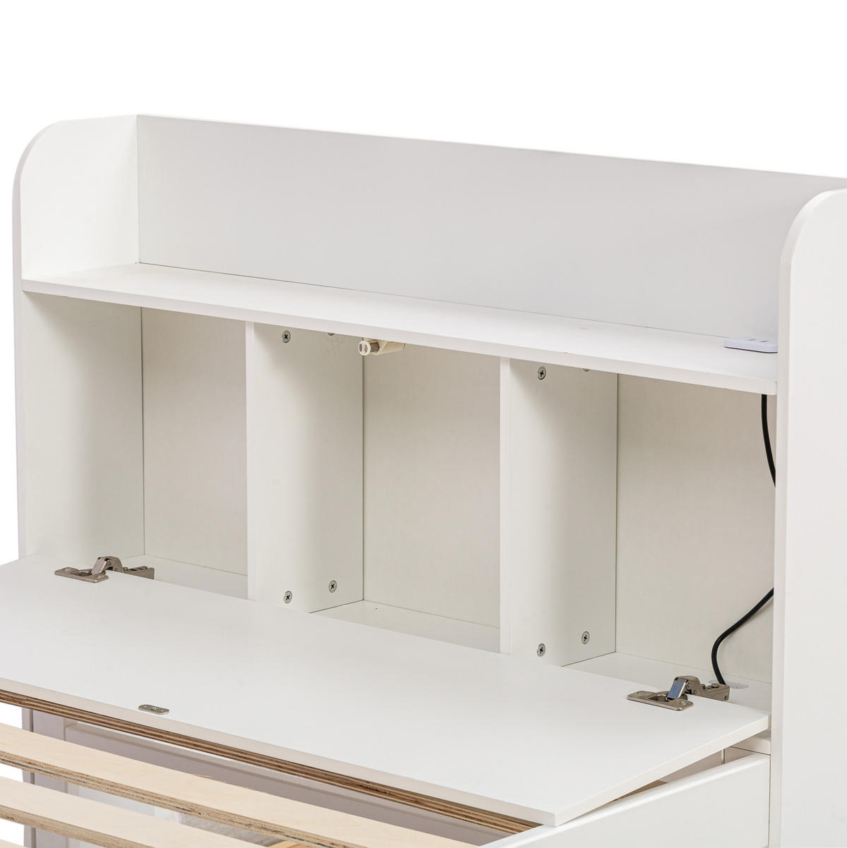 KINDERBETT 90/190 cm aus Massivholz mit USB-Anschluss, Nachttisch, Ausziehbett und 2 Schubladen, Weiß - Weiß, Holz (90/190cm) - Redom