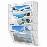 ZEITSCHRIFTENHALTER Weiß Metall Wandmontage 5 Ablagen - Weiß, Metall (30.5/42.5/11cm) - Relaxdays