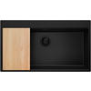 SPÜLBECKEN Oslo, 2-er set Alles Schwarz 88/50 cm 1 Becken + Ablauf-Set + Schneidebrett ab 90er Unterschrank - Beige/Schwarz, Kunststoff (88/20/50cm) - Primagran
