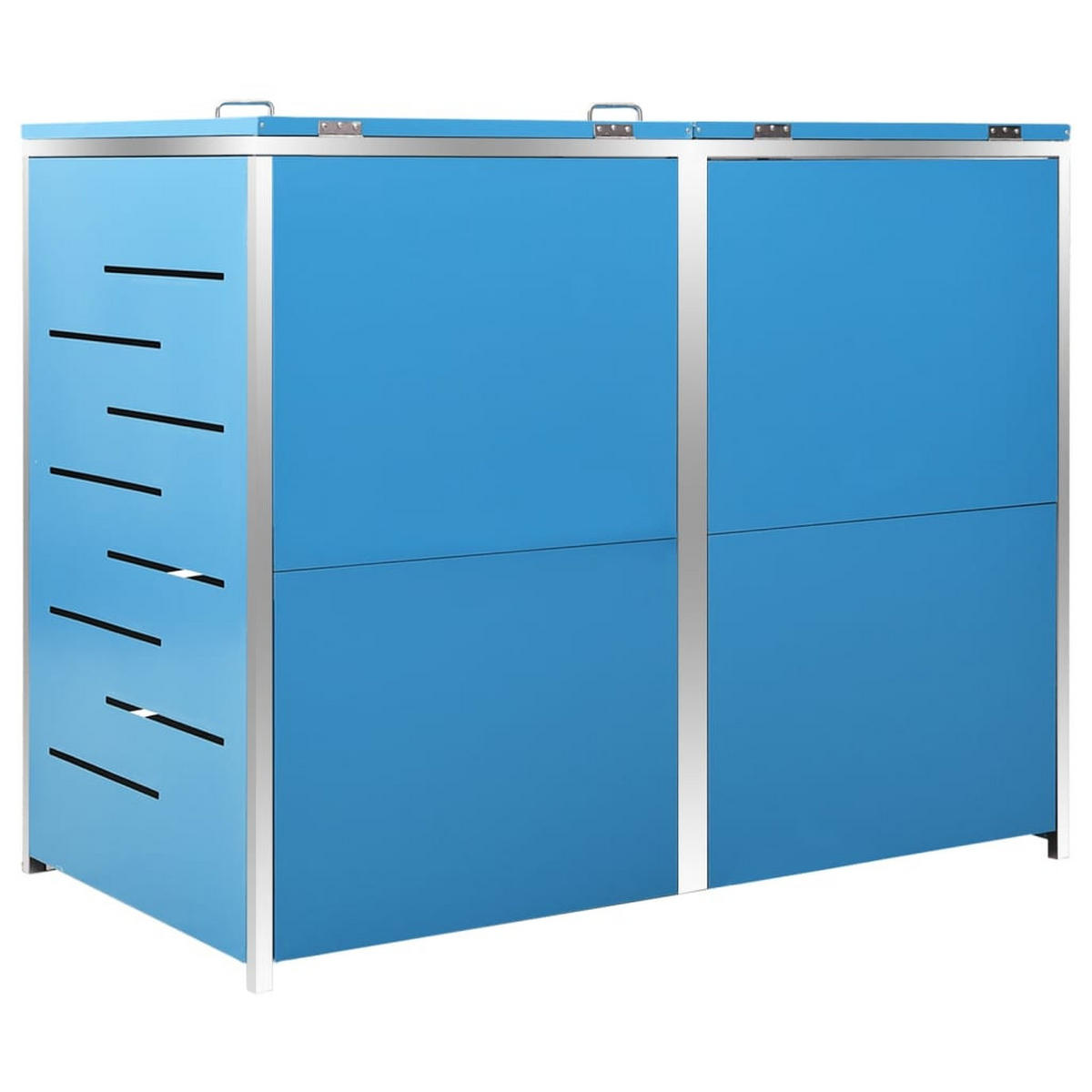 2ER Mülltonnenbox JAGU Edelstahl | Blau | 115,5x138x77,5cm | Für 2 Tonnen 240L - Blau, Metall (138/115.5/77.5cm) - DELUKE
