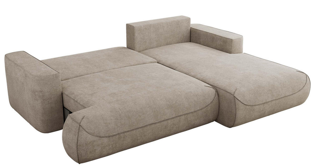 ECKSOFA OVO L Beige Struktur - Rechts Seite - Beige/Schwarz, Kunststoff/Textil (195/271cm) - MKS
