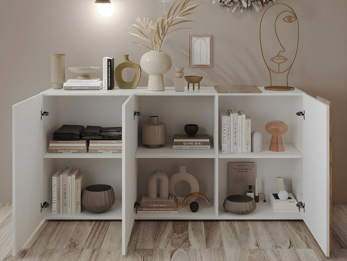 SIDEBOARD 3 Türen Pluton - L181 cm - Naturfarben, Holz (180.5/84.3/38cm) - Vente-Unique