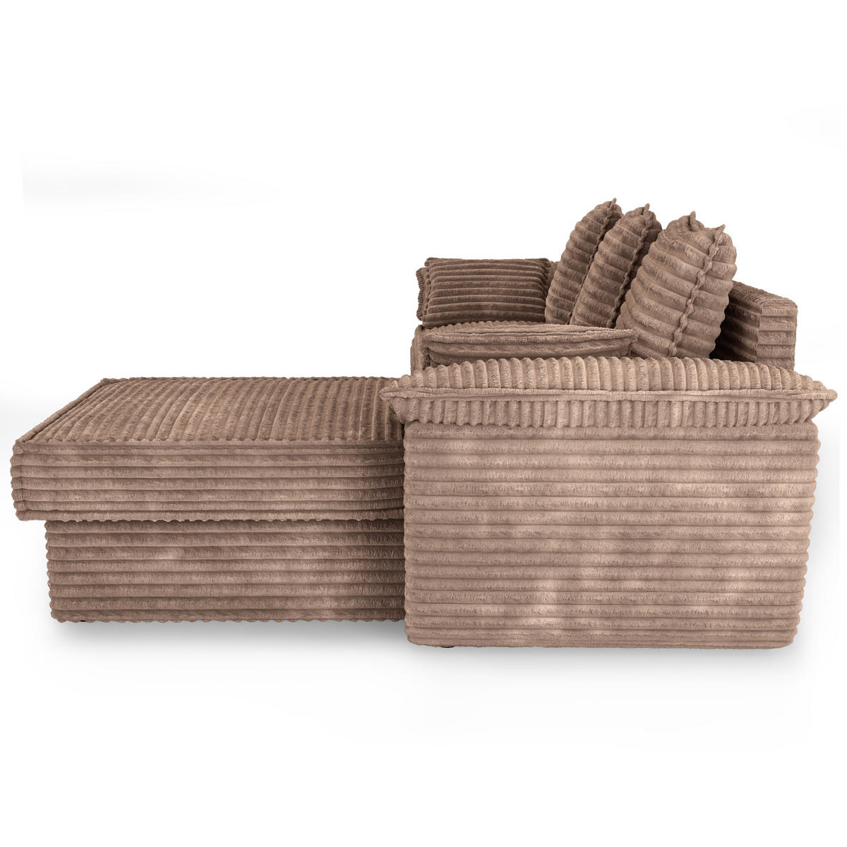 ECKSOFA RECHTS Gerippter Samt XXL Taupe 257cm - Taupe, Textil (257/168cm) - Sia Home