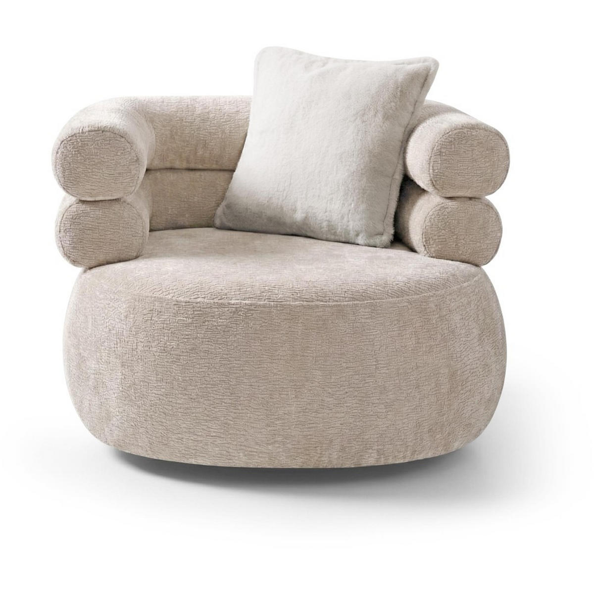 SESSEL Nano, Drehsessel mit runder Form, Beige - Beige, Textil (95/75/95cm) - Beautysofa