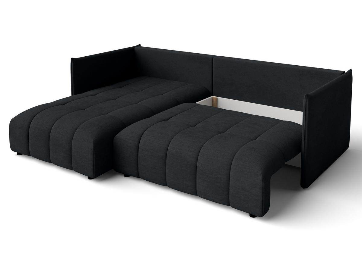 ECKSOFA L Form Gaziante Anthrazit 245/182/83 cm – mit Bettkasten - Schwarz, Kunststoff/Textil (245/182cm) - AX Living