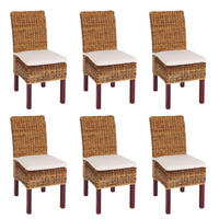 ESSZIMMERSTUHL 6er-Set Korbstuhl Stuhl Malibu Bananengeflecht 96x46x41cm Sitzhöhe 46cm hell mit Kissen - Hellbraun, Kunststoff (46/96/41cm) - CHEFGASTRO