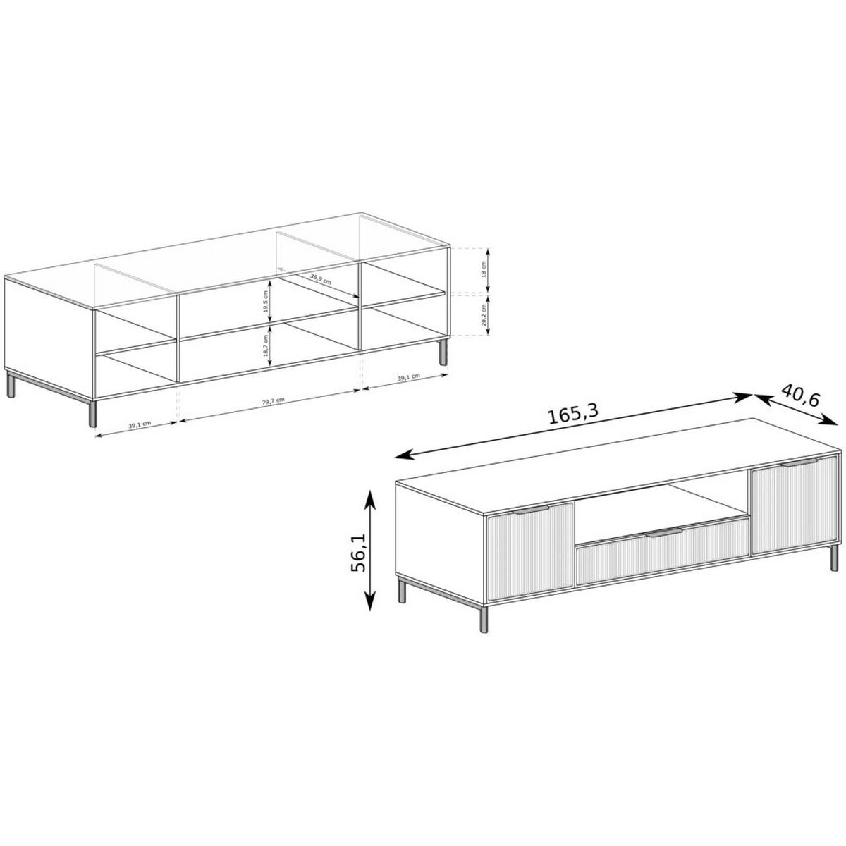 LOWBOARD Linna mit zwei Türen kaschmir 165 cm - Kaschmir/Schwarz, Holzwerkstoff/Metall (165/56/40cm) - Beautysofa