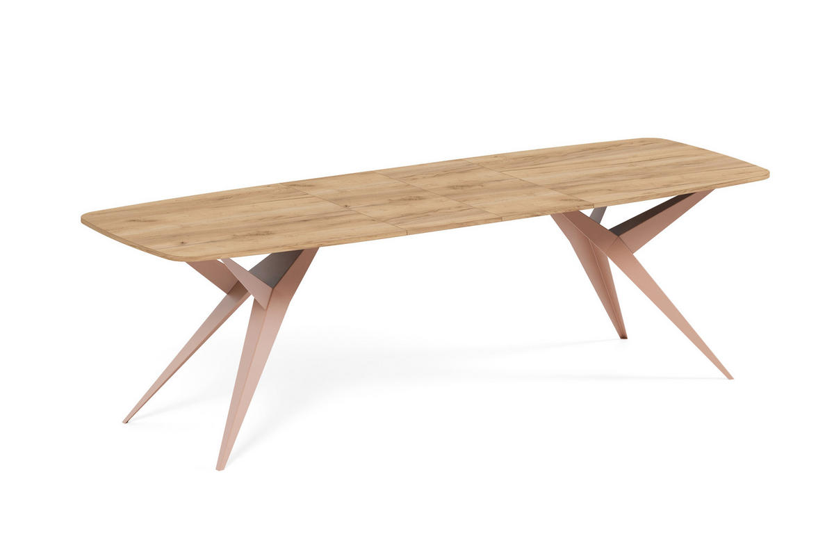 ESSTISCH AXIS - Honigeiche/Kupferfarben, Holzwerkstoff/Metall (90/180/76cm) - Meblini