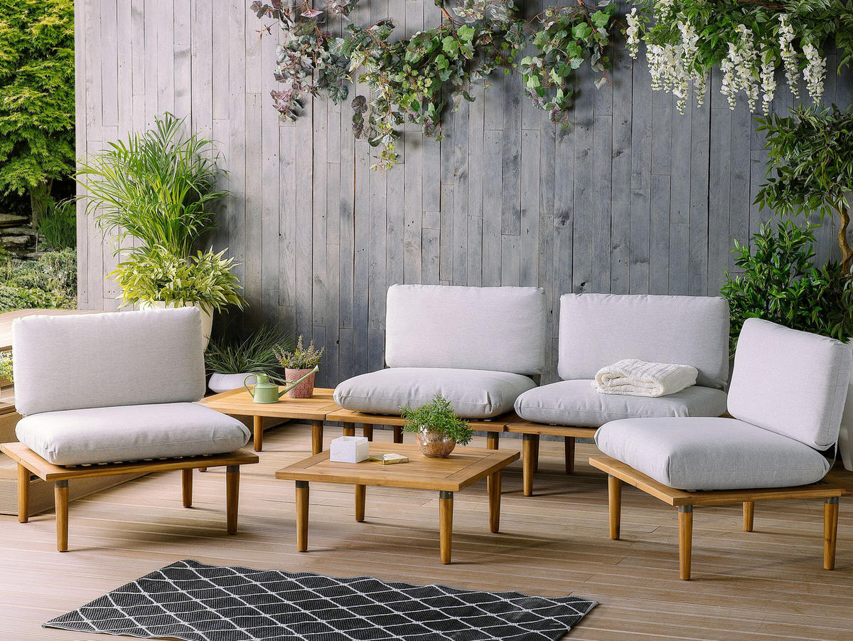 4-SITZER LOUNGE SET Akazienholz Grau Frascati - Grau, Holz - Beliani