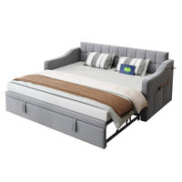 POLSTERBETT 90/190 cm aus Samt mit Ausziehfunktion und USB-Ladeports Hellgrau - Hellgrau, Textil (90/190cm) - Modenvie