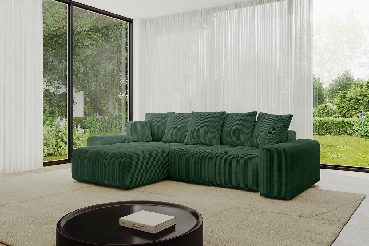 ECKSOFA Ottomane links/rechts ENIL-L 290x175x84 Grün Cord - Grün, Holzwerkstoff/Kunststoff (290/175cm) - ALTDECOR