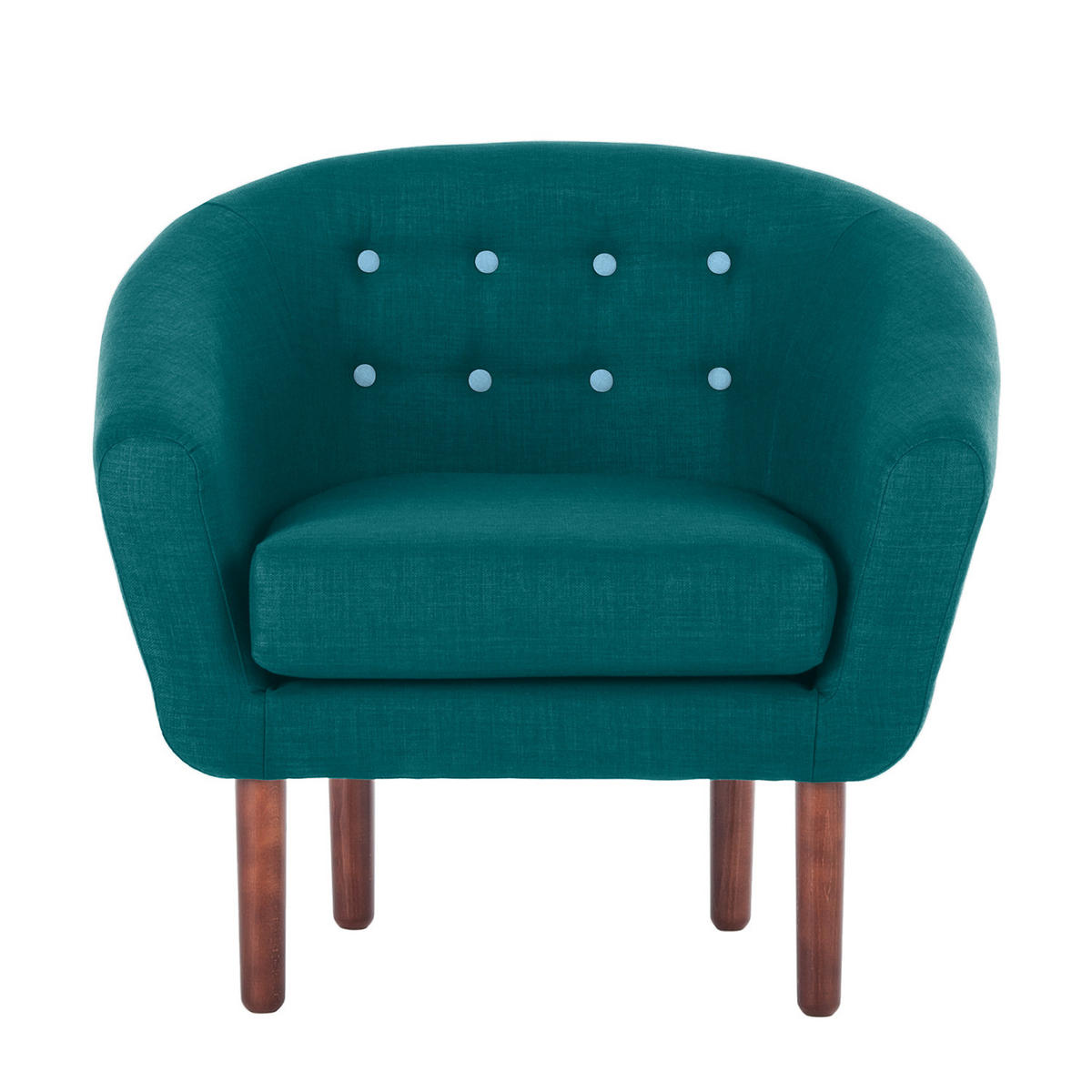 SESSEL - Webstoff - Dunkelbraun/Petrol, Buchenholz/Textil (82/76/67cm) - home24