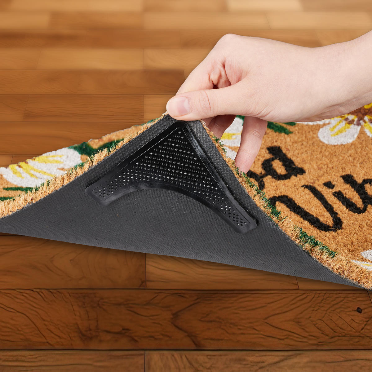 24XPROTIŠMYKOVÉ podložky na koberce - čierna, plast (9.5/9.5cm) - Relaxdays