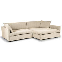 ECKSOFA mit Longchair - Creme/Schwarz, Kunststoff/Textil (290/183cm) - home24