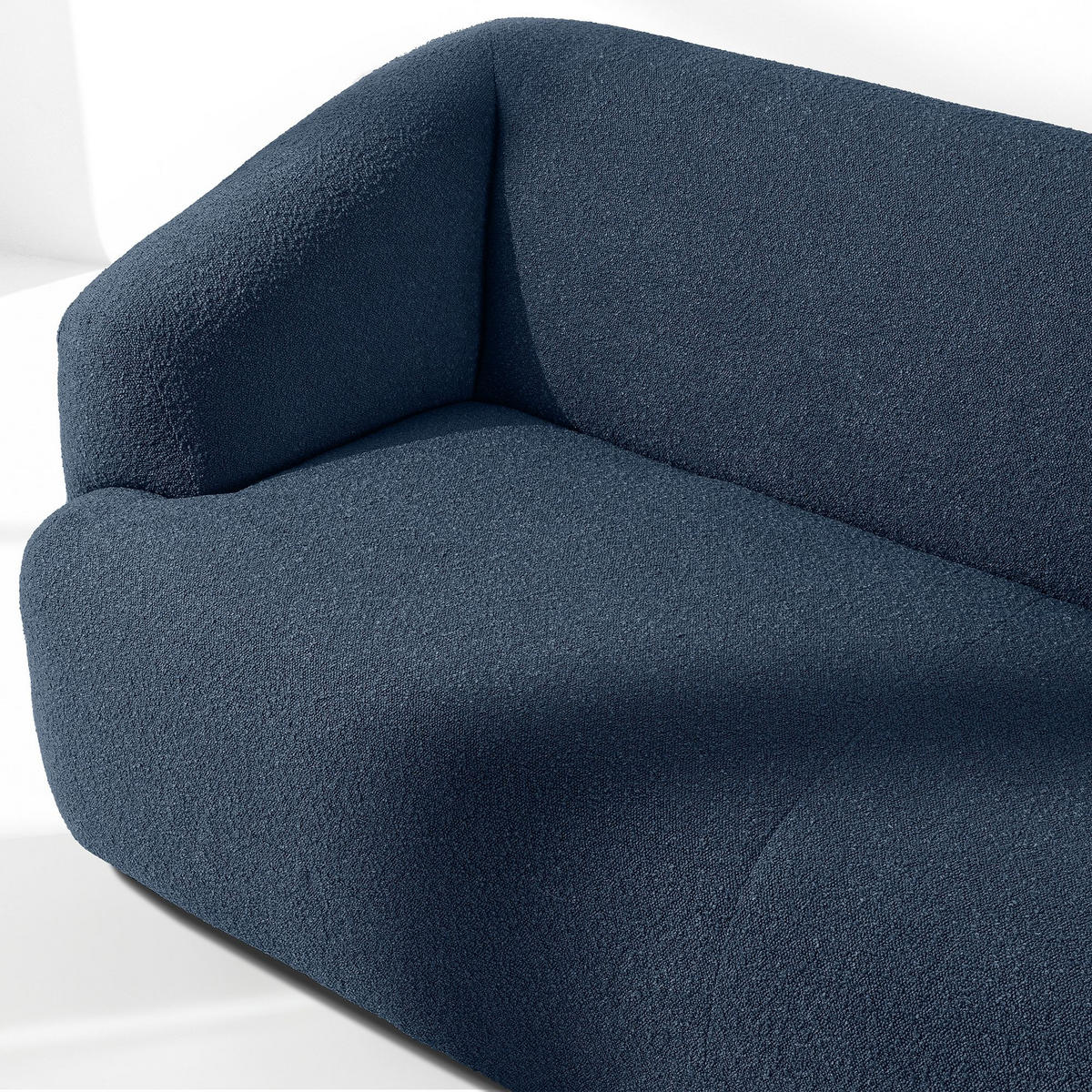 EINZELSOFA VIRA, Marineblau, Bouclé - Schwarz/Dunkelblau, Holz/Holzwerkstoff (210/84/100cm) - KONSIMO®