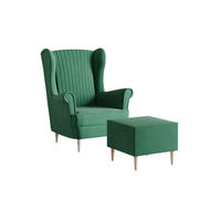 OHRENSESSEL - Sessel Comfy mit Hocker - Grün - Grün, Holzwerkstoff (83/103/95cm) - Möblo