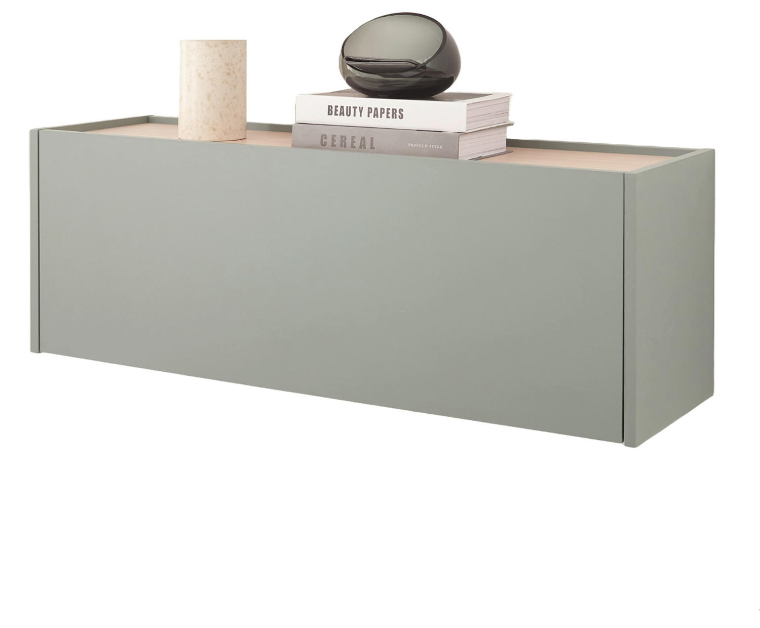 HÄNGESCHUHSCHRANK in Salbei Grün mit Eiche, Flurkommode Hängeschrank, 100 cm - Salbeigrün/Eichefarben, Holz/Holzwerkstoff (100/35/30cm) - Furn.Design