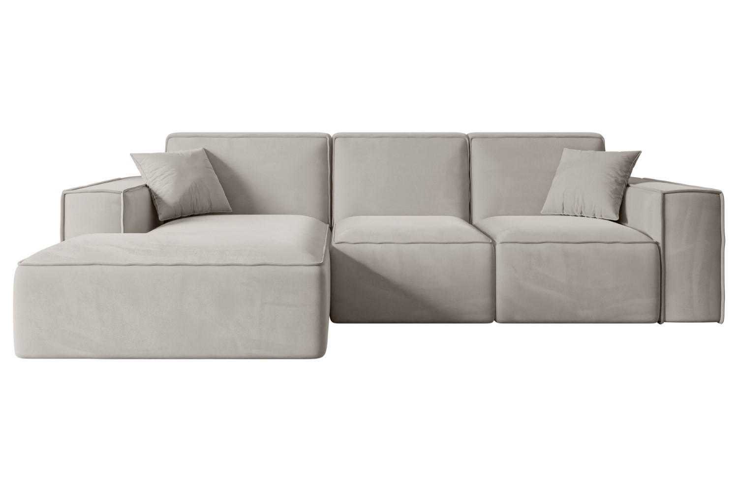 ECKSOFA Ottomane Links SERRA-L - 266x165x73 cm Hellbraun Velours - Hellbraun/Schwarz, Holzwerkstoff/Kunststoff (165/266cm) - ALTDECOR