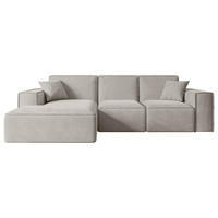 ECKSOFA Ottomane Links SERRA-L - 266x165x73 cm Hellbraun Velours - Hellbraun/Schwarz, Holzwerkstoff/Kunststoff (165/266cm) - ALTDECOR