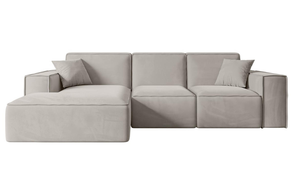 ECKSOFA Ottomane Links SERRA-L - 266x165x73 cm Hellbraun Velours - Hellbraun/Schwarz, Holzwerkstoff/Kunststoff (165/266cm) - ALTDECOR