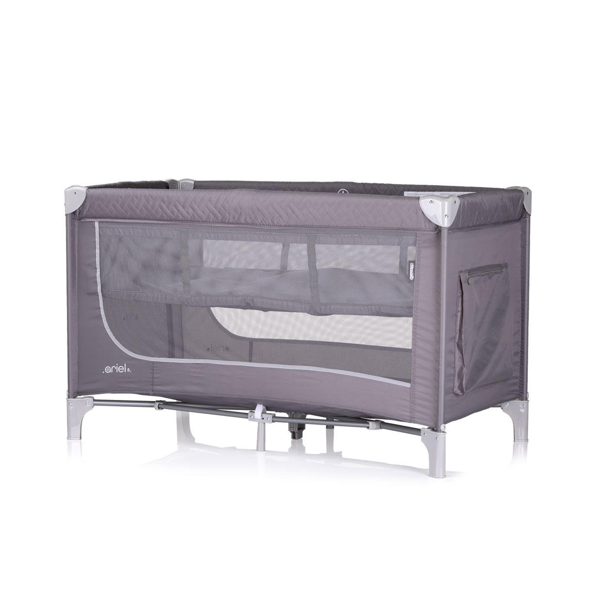 REISEBETT Ariel grau dunkelgrau 2 Ebenen, Tragetasche, Seiteneingang, Seitentasche - Grau, Kunststoff (60/120cm) - Chipolino